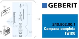 Ricambio campana completa Geberit Twico Twinline