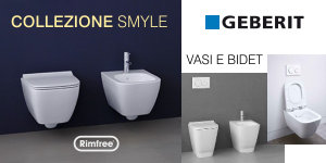 Sanitari bagno Geberit Smyle, vaso Rimfree e bidet in offerta sia in versione sospesa che a pavimento filo parete BTW