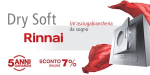 Asciugabiancheria Rinnai Dry Soft 6 in offerta ad un prezzo speciale, asciugatrice a gas con sconto online del 7% e 5 anni di garanzia