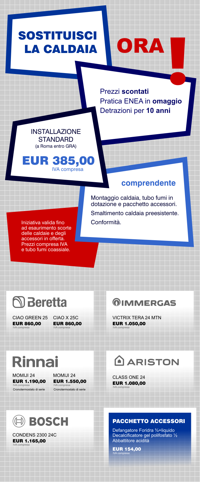 Offerta caldaie, pratica ENEA omaggio, con installazione e certificazione a cura della Termoidraulica Coico di Roma