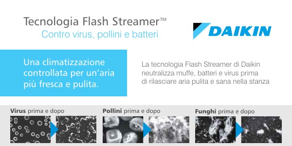 Tecnologia Daikin Flash Streamer contro virus, pollini e batteri