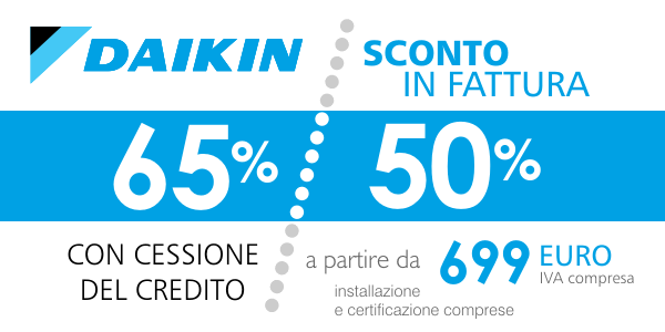 Daikin Ecobonus, sconto in fattura del 65% o del 50% acquistando i climatizzatori Daikin presso la Termoidraulica Coico di Roma con installazione e certificazione gratuita