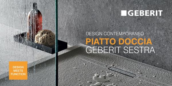 Piatto doccia Geberit Sestra in resin stone ad effetto pietra con canaletta di scarico integrata in offerta ad un prezzo speciale