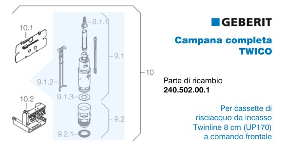 Campana Per Cassetta Da Incasso Twico Completa Geberit 133-G241858