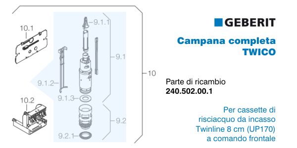 Ricambio campana completa Geberit Twico Twinline