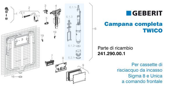 Ricambio campana completa Geberit Twico Sigma 8 e Unica in offerta -  Termoidraulica Coico Roma