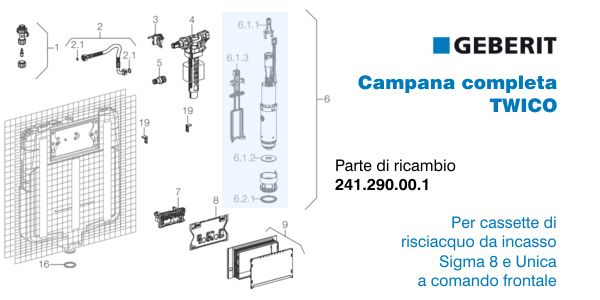 Ricambio campana completa Geberit Twico Sigma 8 e Unica