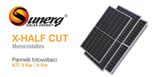 Offerta pannelli solari fotovoltaici Sunerg monoscristallini in kit da 3 Kw o 6 Kw