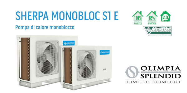 Offerta pompa di calore Olimpia Splendid Sherpa Monobloc S1 E inverter, classe energetica A+++, refrigerante ecologico R32