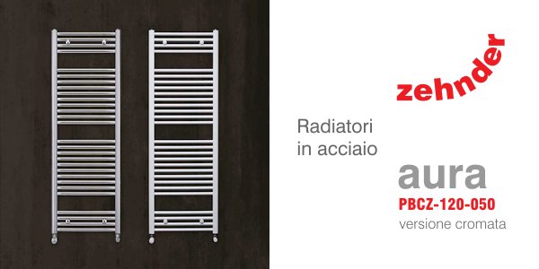 Radiatore in acciaio Zehnder Aura cromato pbcz-120-050