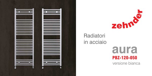 Radiatore in acciaio Zehnder Aura bianco pbz-120-050