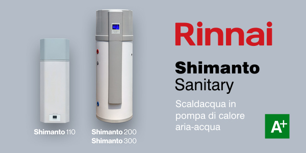 Offerta scaldacqua Rinnai Shimanto Sanitary, scaldabagno elettrico a pompa di calore aria-acqua disponibile da 110, 200 e 300 litri